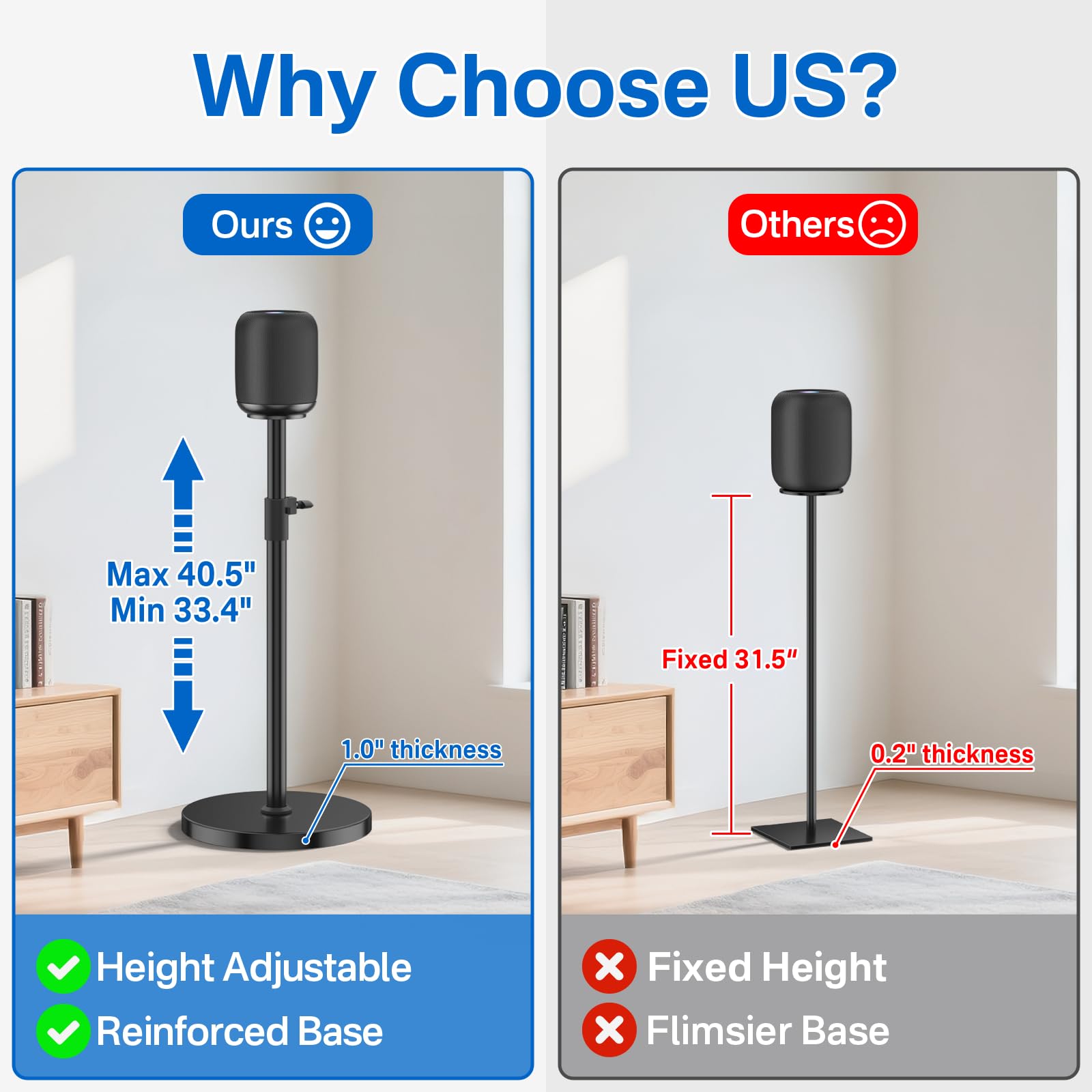 Amazon | Homepod 1とHomepod 2スタンド用の高さ調節可能なスピーカー